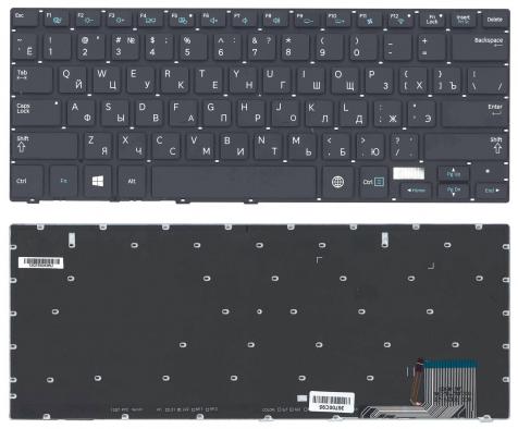 Клавиатура Samsung (NP530U4E) с подсветкой (Light) Black, (No Frame), RU