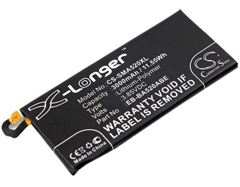 Аккумуляторная батарея для смартфона Samsung CS-SMA520XL Galaxy A5 (2017) SM-A520 3.85V Black 3000mAh 11.55Wh