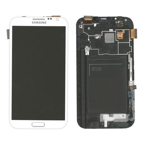 Матрица с тачскрином (модуль) для Samsung Galaxy Note 2 GT-N7100 белый с рамкой