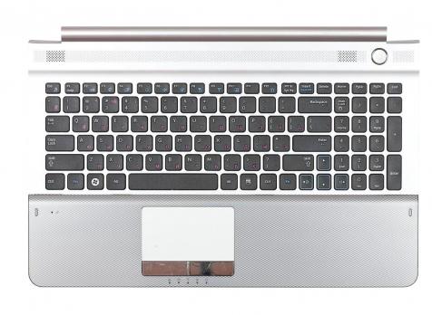 Клавиатура для ноутбука Samsung (RC520) Black, с топ панелью (Silver), RU